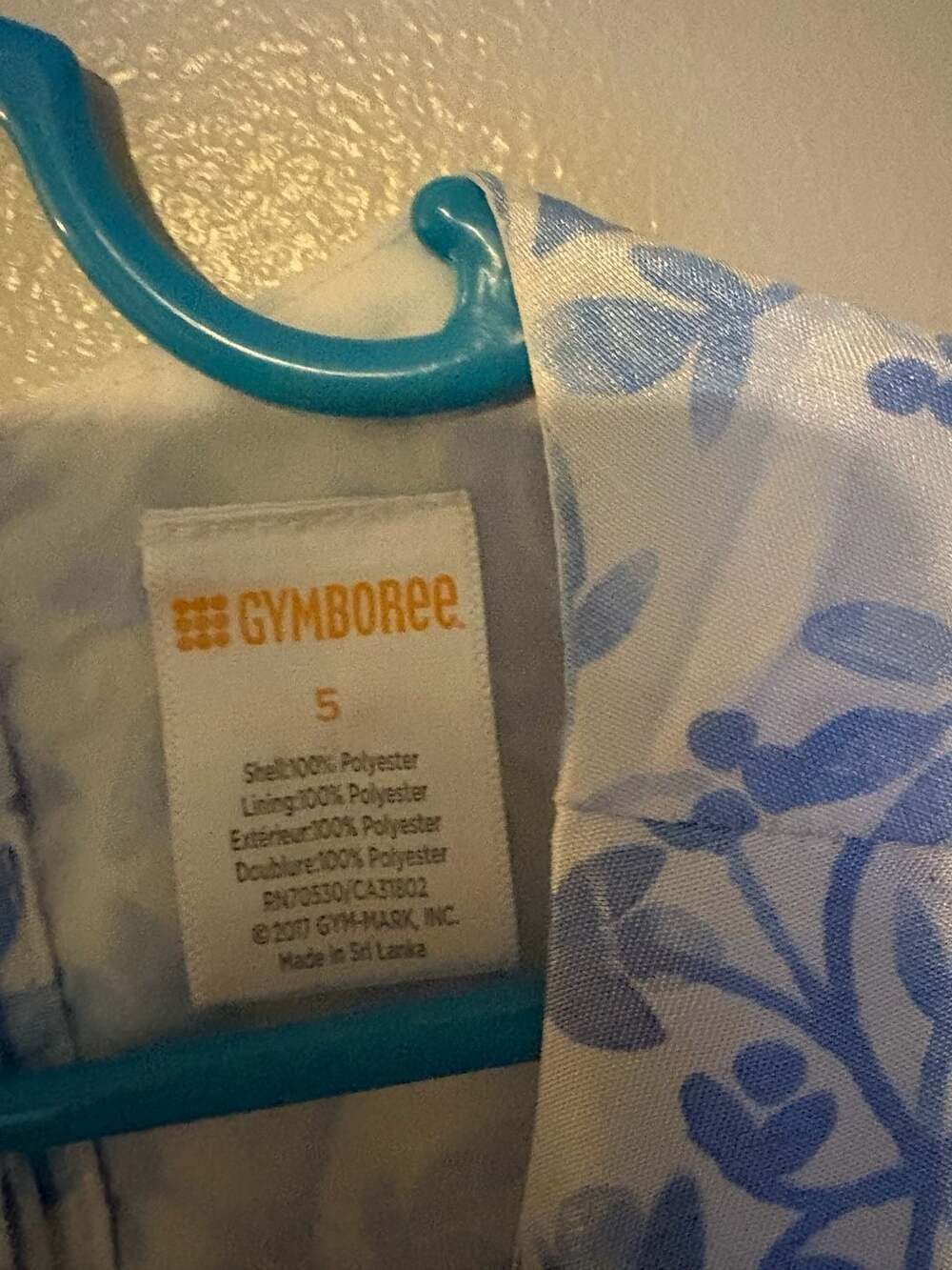 Gymboree Girls Size 5 Blue and White Floral Brocade Party Dress with Bow - Picture 3 of 4